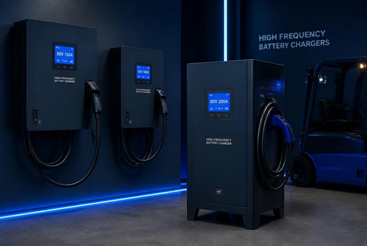 Chargeurs haute fréquence pour batteries de traction